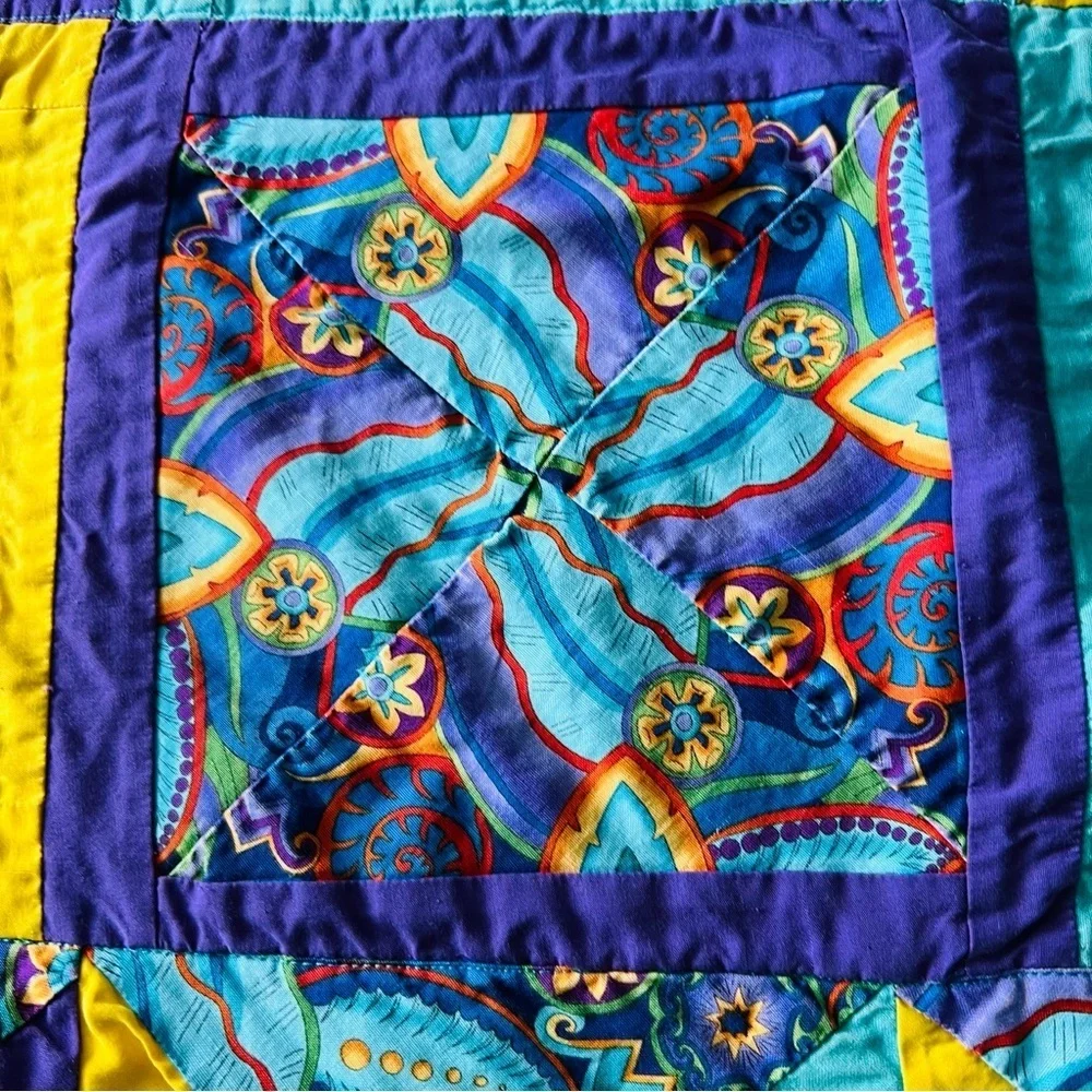 45”x45” Handmade Patchwork Cotton Quilt.